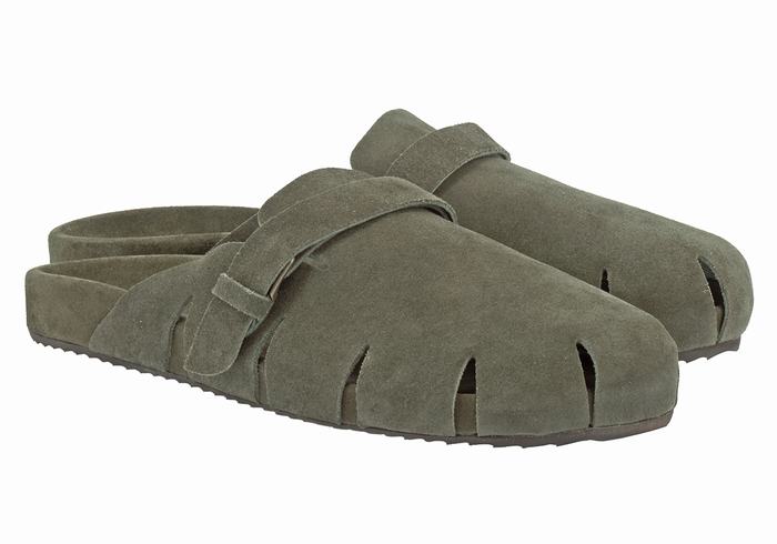 Men Ancient Greek Sandals Atlas Slippers Dark Green | ZMV7751KY