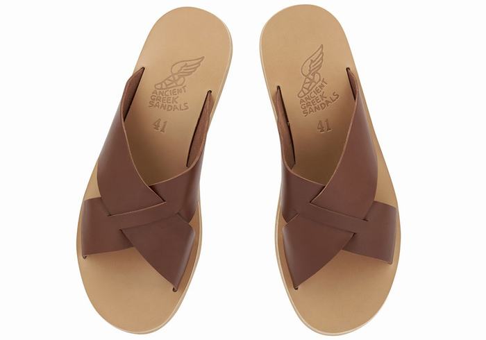 Men Ancient Greek Sandals Bios Slide Sandals Coffee | BYX2214TP