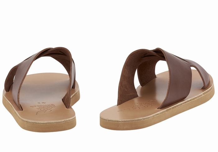 Men Ancient Greek Sandals Bios Slide Sandals Coffee | BYX2214TP