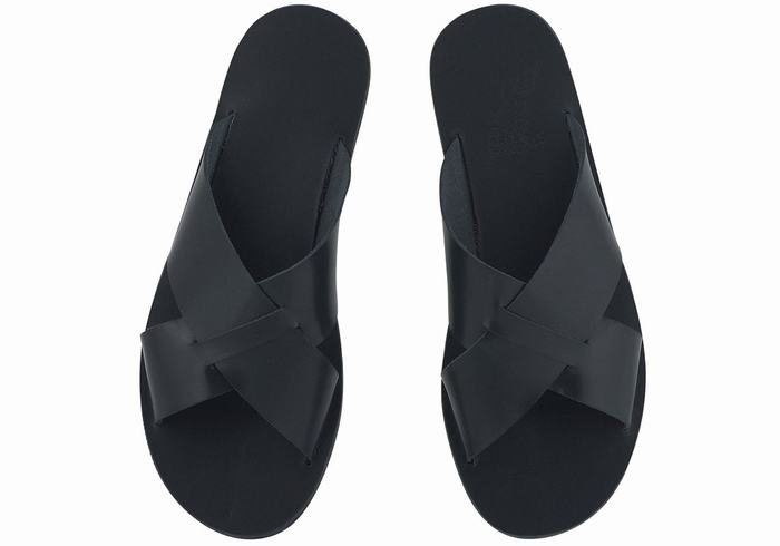 Men Ancient Greek Sandals Bios Slide Sandals Black | LAO536OH