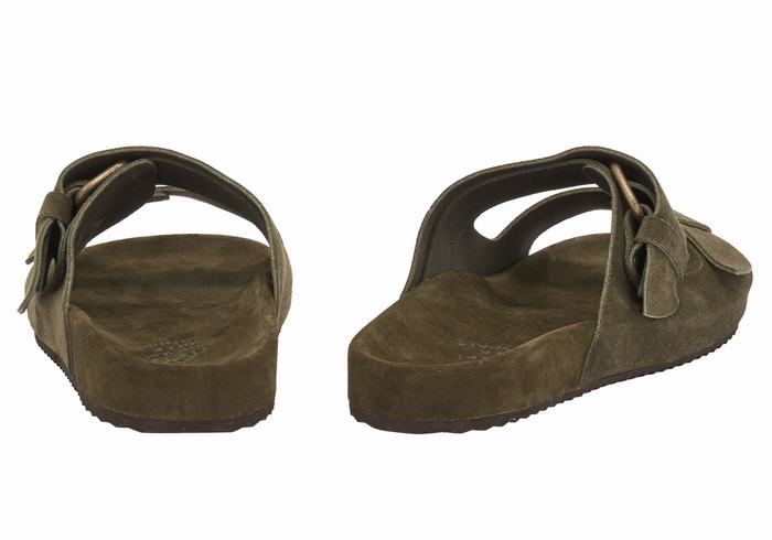 Men Ancient Greek Sandals Diogenis Slippers Dark Green | QOZ613KM