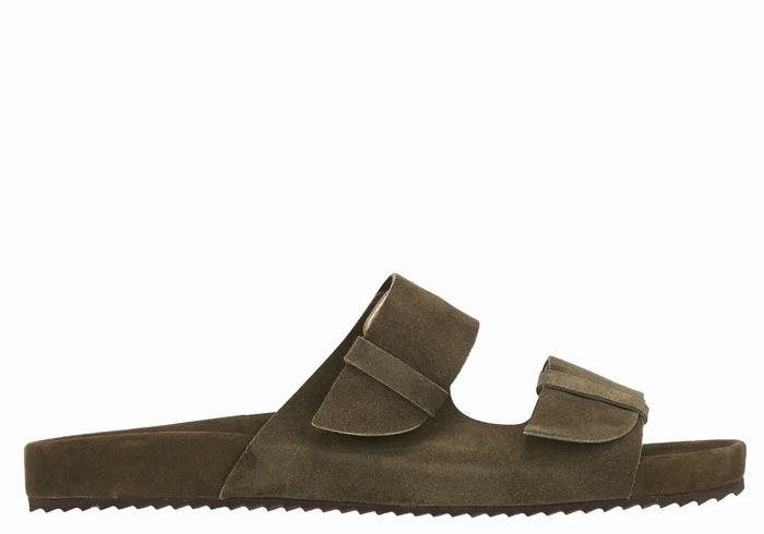 Men Ancient Greek Sandals Diogenis Slippers Dark Green | QOZ613KM