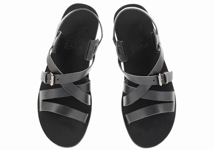 Men Ancient Greek Sandals Hercules Leather Casual Sandals Black | WXI4338SD