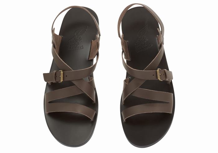 Men Ancient Greek Sandals Hercules Leather Casual Sandals Chocolate | TFS5163OR