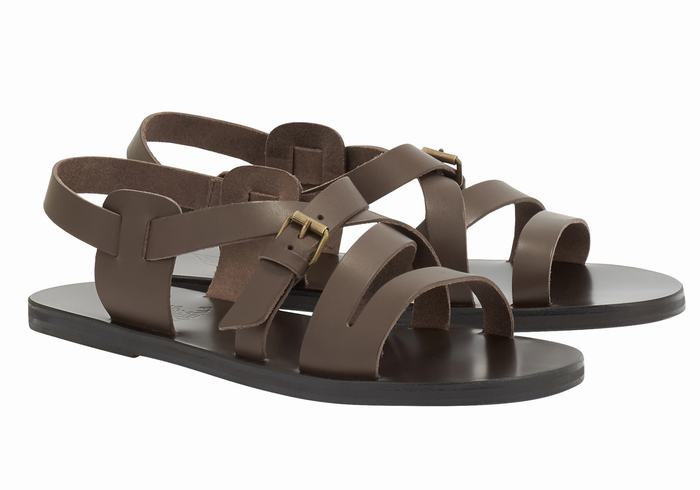 Men Ancient Greek Sandals Hercules Leather Casual Sandals Chocolate | TFS5163OR