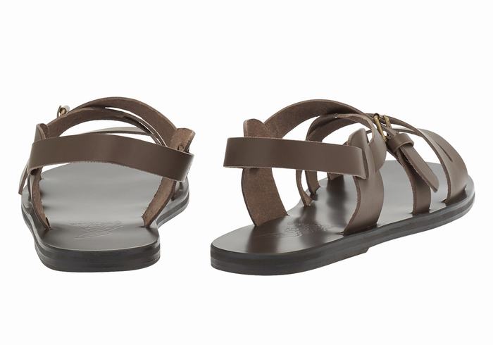 Men Ancient Greek Sandals Hercules Leather Casual Sandals Chocolate | TFS5163OR