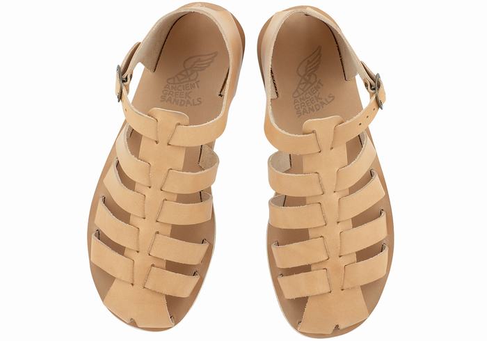 Men Ancient Greek Sandals Homer Fisherman Sandals Beige | WCJ9183MU