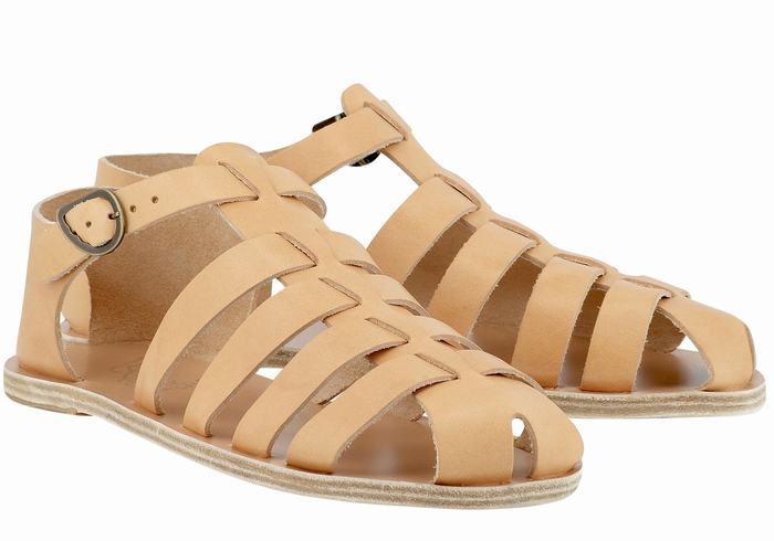 Men Ancient Greek Sandals Homer Fisherman Sandals Beige | WCJ9183MU