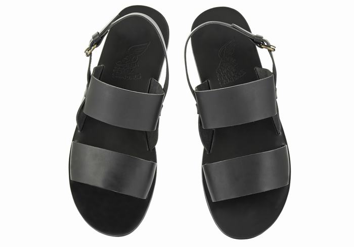 Men Ancient Greek Sandals Irodotos Leather Casual Sandals Black | PZP6462WA