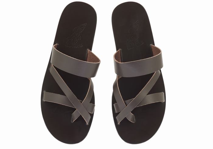 Men Ancient Greek Sandals Jason Slide Sandals Chocolate | HFN5529KO