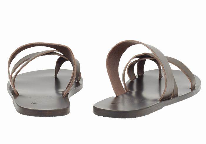 Men Ancient Greek Sandals Jason Slide Sandals Chocolate | HFN5529KO