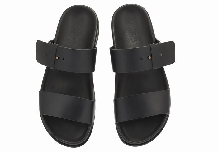 Men Ancient Greek Sandals Kimon Slide Sandals Black | SPR6919SW