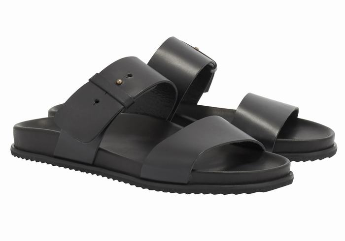 Men Ancient Greek Sandals Kimon Slide Sandals Black | SPR6919SW