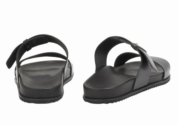 Men Ancient Greek Sandals Kimon Slide Sandals Black | SPR6919SW