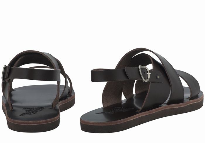 Men Ancient Greek Sandals Miltos Casual Sandals Chocolate | YWE641FL