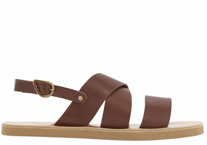 Men Ancient Greek Sandals Miltos Casual Sandals Coffee | RSK7957NM