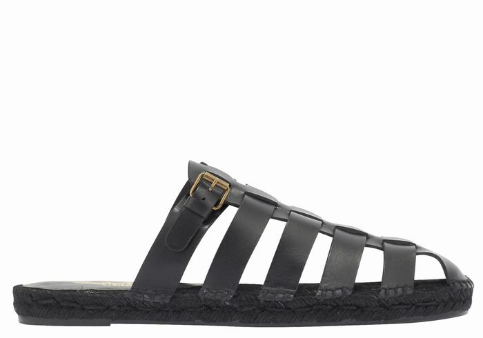 Men Ancient Greek Sandals Thasos 210 Fisherman Sandals Black | NXH2796VE