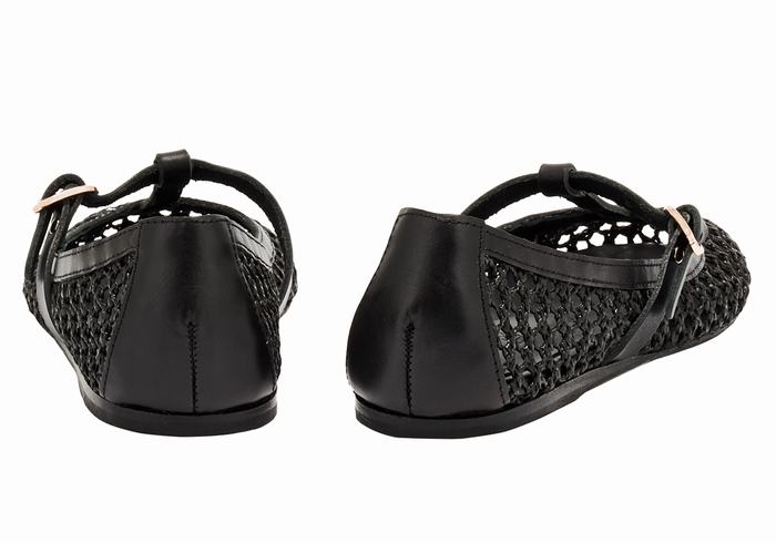 Women Ancient Greek Sandals Aerati Ballerina Black | VFP3968YL