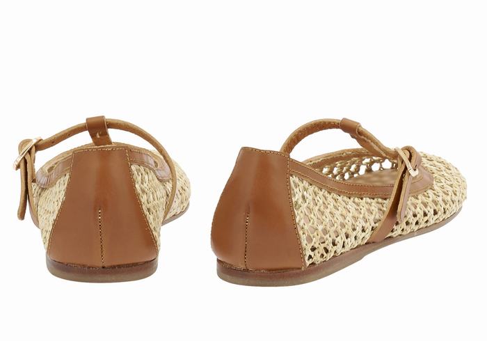 Women Ancient Greek Sandals Aerati Ballerina Beige Brown | PXT9721PS