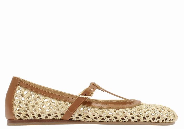 Women Ancient Greek Sandals Aerati Ballerina Beige Brown | PXT9721PS