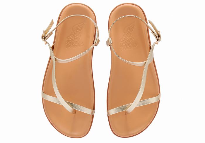 Women Ancient Greek Sandals Aimilia Back-Strap Sandals Gold White | FFI2624YI