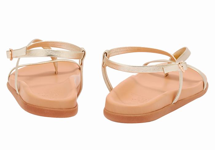 Women Ancient Greek Sandals Aimilia Back-Strap Sandals Gold White | FFI2624YI