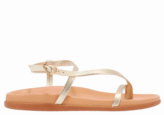 Women Ancient Greek Sandals Aimilia Back-Strap Sandals Gold White | FFI2624YI