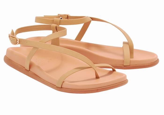 Women Ancient Greek Sandals Aimilia Back-Strap Sandals Beige | RCQ2631HB