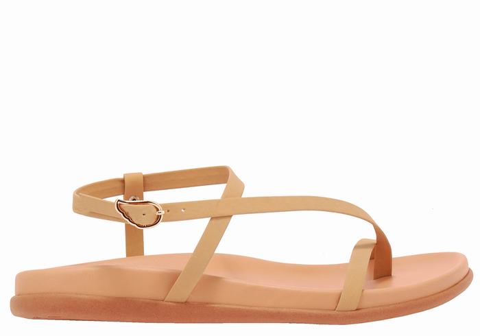 Women Ancient Greek Sandals Aimilia Back-Strap Sandals Beige | RCQ2631HB