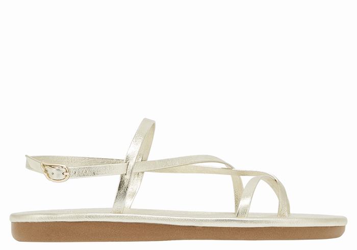 Women Ancient Greek Sandals Alethea Back-Strap Sandals Gold White | IFY7959WI