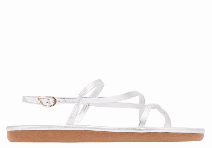 Women Ancient Greek Sandals Alethea Back-Strap Sandals Silver | NOU2273NN