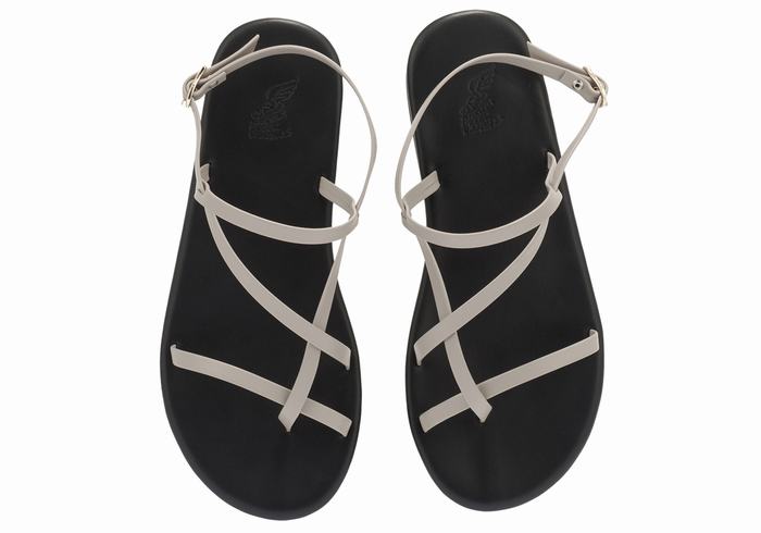 Women Ancient Greek Sandals Alethea Back-Strap Sandals Grey Brown | JKI6021JN