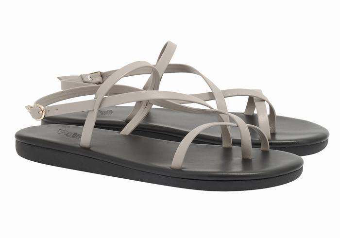 Women Ancient Greek Sandals Alethea Back-Strap Sandals Grey Brown | JKI6021JN