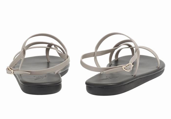 Women Ancient Greek Sandals Alethea Back-Strap Sandals Grey Brown | JKI6021JN