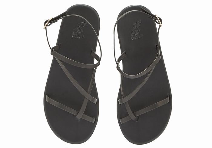 Women Ancient Greek Sandals Alethea Back-Strap Sandals Black | SRJ10033ZD