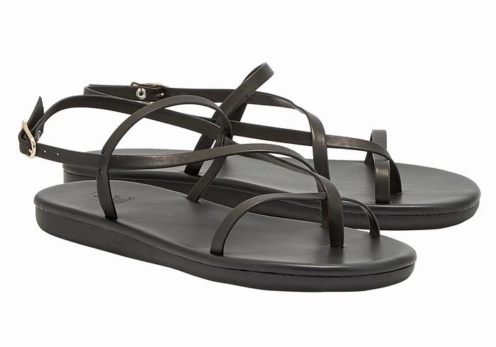 Women Ancient Greek Sandals Alethea Back-Strap Sandals Black | SRJ10033ZD