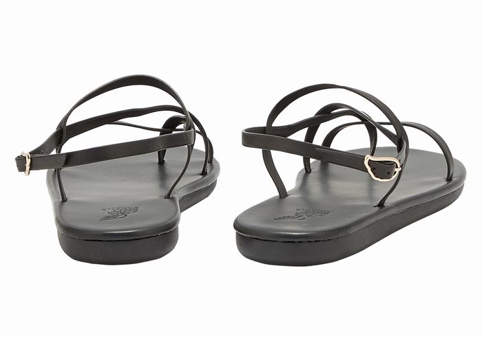 Women Ancient Greek Sandals Alethea Back-Strap Sandals Black | SRJ10033ZD