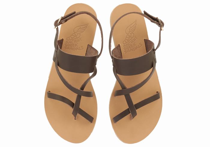 Women Ancient Greek Sandals Alethea Back-Strap Sandals Chocolate | FTR3990NC