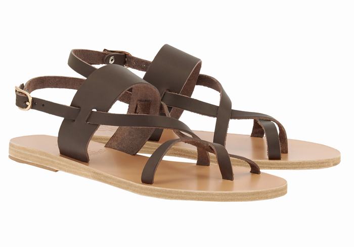 Women Ancient Greek Sandals Alethea Back-Strap Sandals Chocolate | FTR3990NC