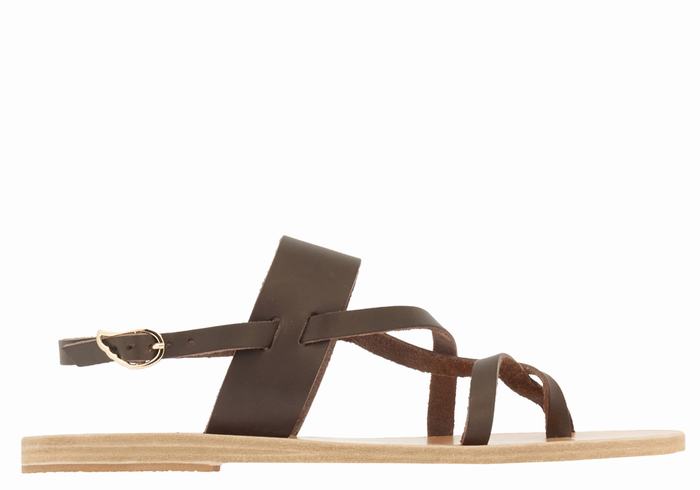 Women Ancient Greek Sandals Alethea Back-Strap Sandals Chocolate | FTR3990NC