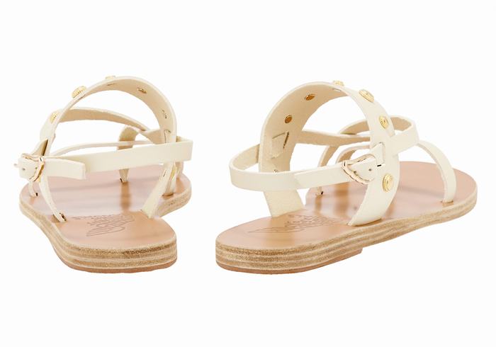 Women Ancient Greek Sandals Alethea Bee Back-Strap Sandals White | ECD3499II