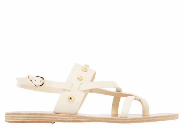 Women Ancient Greek Sandals Alethea Bee Back-Strap Sandals White | ECD3499II