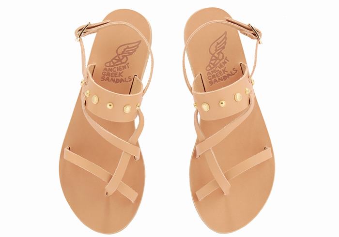 Women Ancient Greek Sandals Alethea Bee Back-Strap Sandals Beige | IWA8031TD