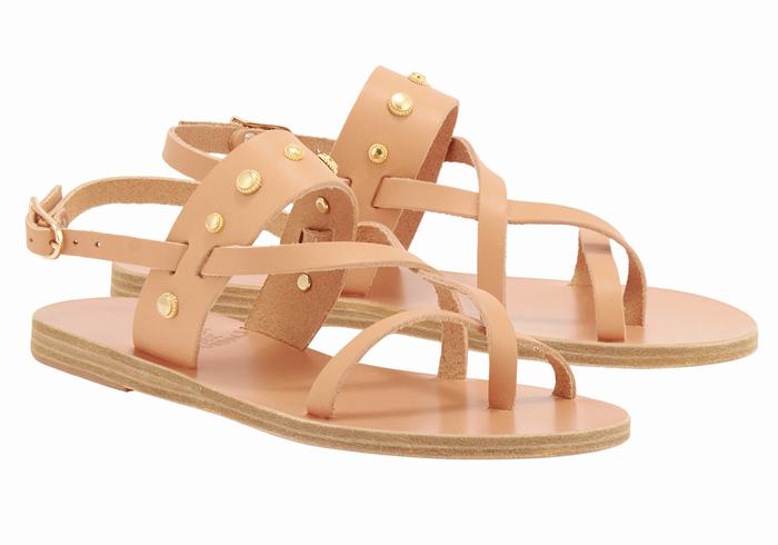 Women Ancient Greek Sandals Alethea Bee Back-Strap Sandals Beige | IWA8031TD