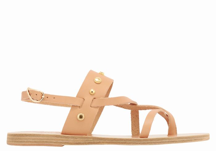 Women Ancient Greek Sandals Alethea Bee Back-Strap Sandals Beige | IWA8031TD