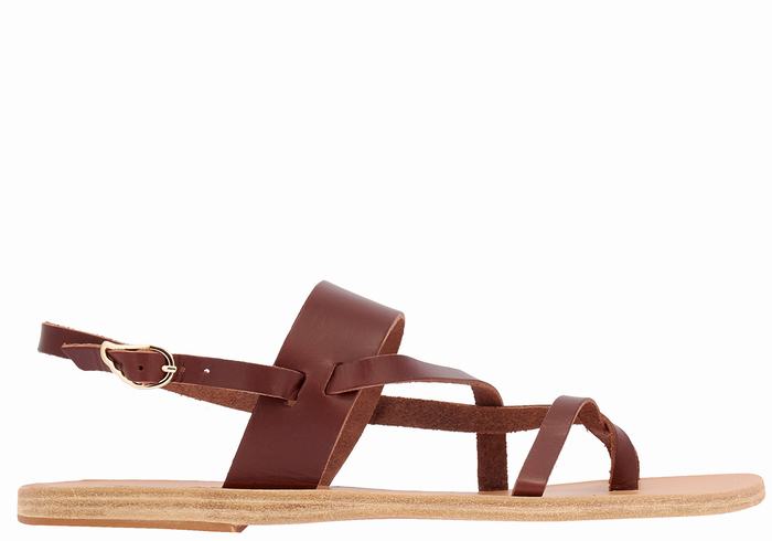 Women Ancient Greek Sandals Alethea Leather Back-Strap Sandals Coffee | SAP195BB