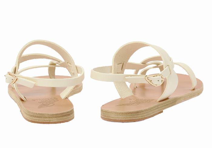 Women Ancient Greek Sandals Alethea Leather Back-Strap Sandals White | UQJ6629NY