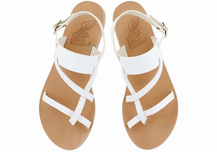 Women Ancient Greek Sandals Alethea Leather Back-Strap Sandals White | ZLF795JE