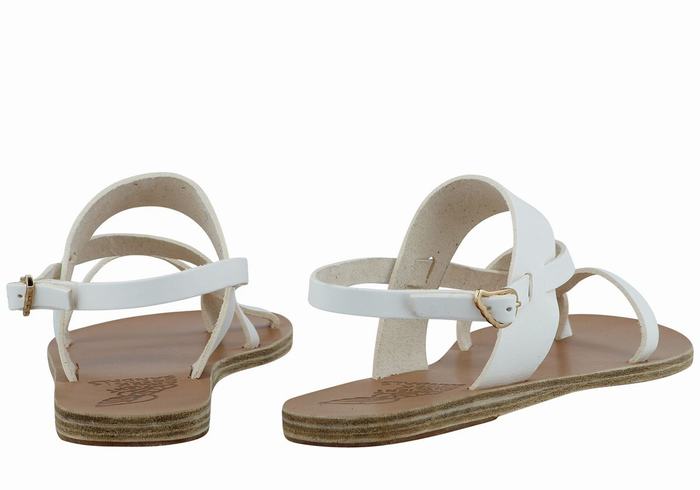 Women Ancient Greek Sandals Alethea Leather Back-Strap Sandals White | ZLF795JE