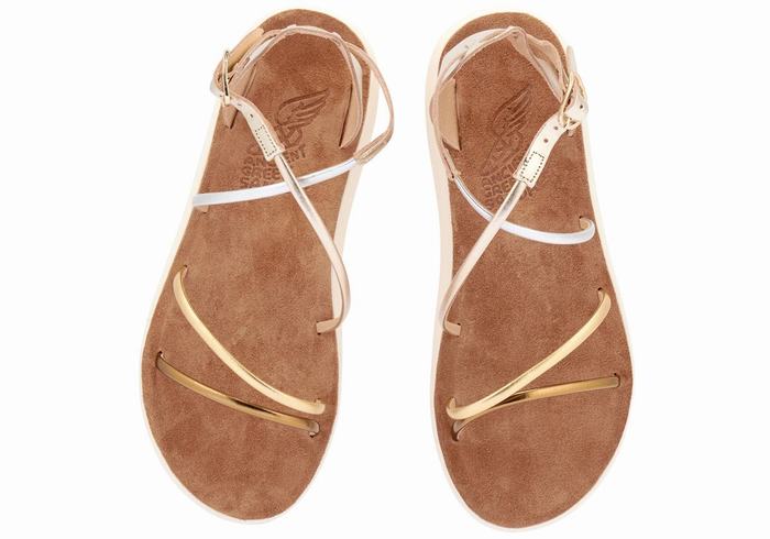 Women Ancient Greek Sandals Anastasia Comfort Ankle Strap Sandals White | PBS6984UD